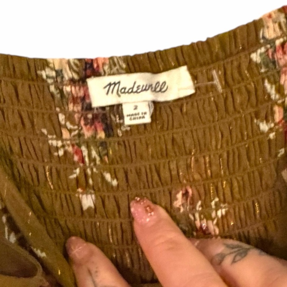 💗 Madewell Cami Tier Floral Olive Midi Dress | Size 2 - Picture 3 of 10